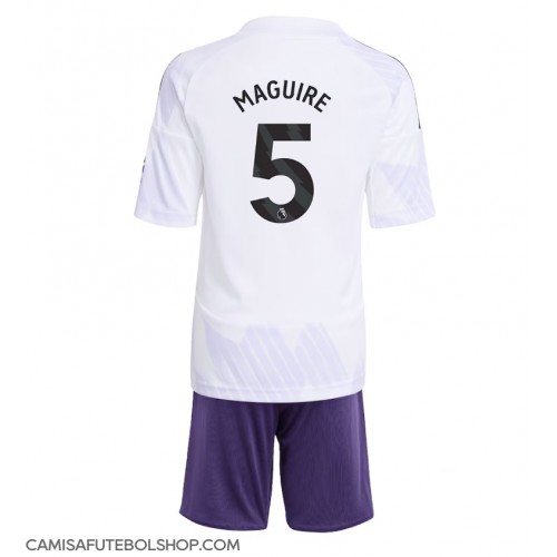 Camisa de time de futebol Manchester United Harry Maguire #5 Replicas 2º Equipamento Infantil 2025-26 Manga Curta (+ Calças curtas)